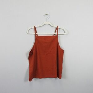Madewell Textured Square Neck Tank Top Rust Orange Cotton Blend Size M Casual